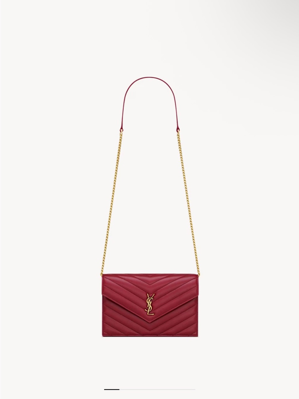 YSL CASSANDRE ENVELOPE CHAIN WALLET IN LAMBSKIN-Hot Pink - Picture 10 of 13
